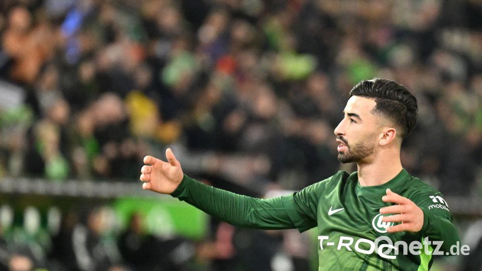 Wolfsburgs Torschütze Mohammed Amoura. Bild: Swen Pförtner/dpa