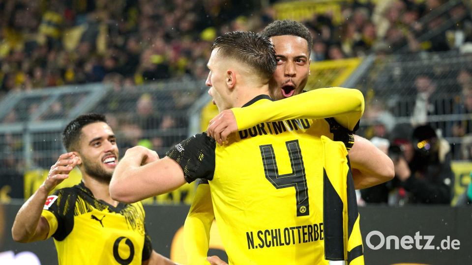 Der BVB hat nach dem Pokal-Aus wieder Grund zum Feiern. Bild: Bernd Thissen/dpa