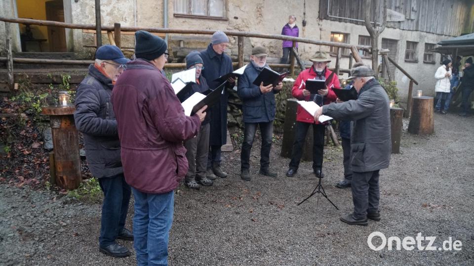 Weihnachtliche Lieder waren an verschiedenen Stellen zu hören, hier der Gesang- und Orchesterverein Schönsee. Bild: wel
