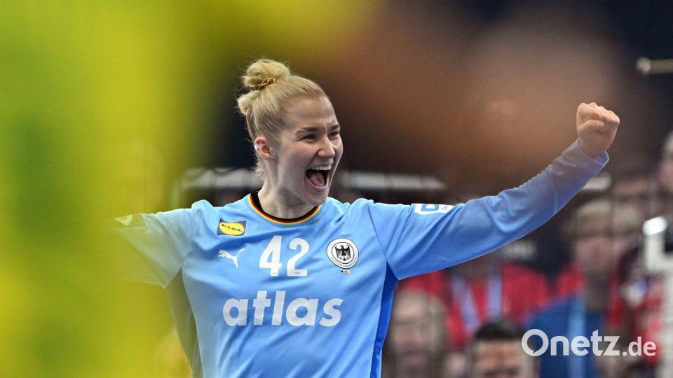 Torhüterin Katharina Filter wurde in der zweiten Halbzeit immer besser. Bild: Federico Gambarini/dpa