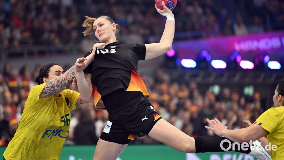 Niemand im DHB-Team springt so hoch wie Viola Leuchter. Bild: Federico Gambarini/dpa