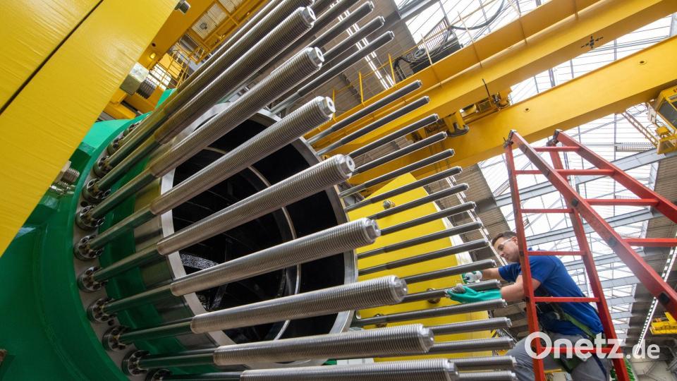 Voith produziert unter anderem Produkte für Wasserkraftwerke. (Archivbild) Bild: Stefan Puchner/dpa