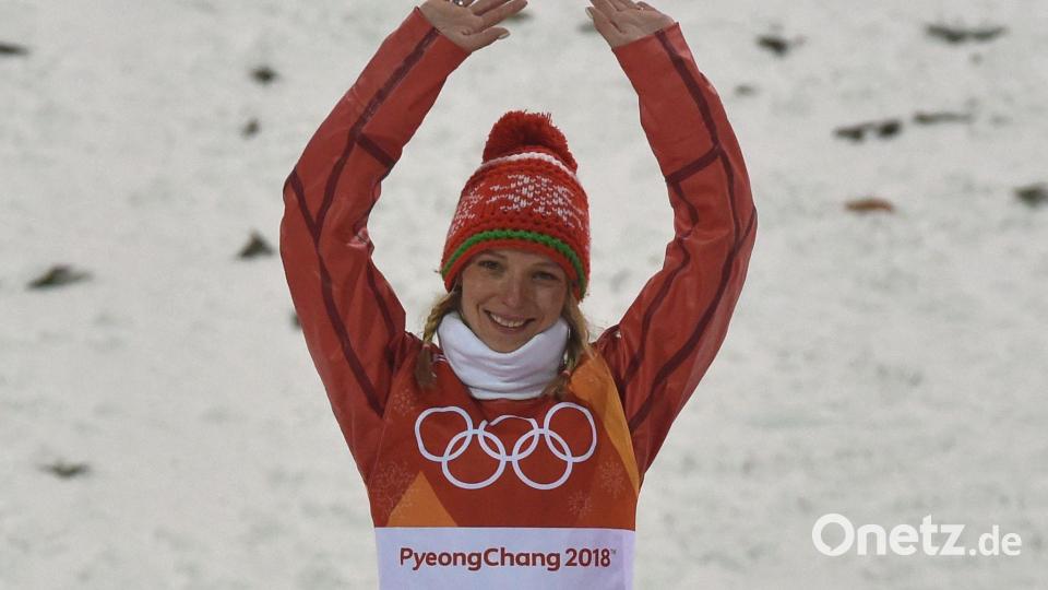 Die Berlarussin Hanna Huskowa wurde 2018 Olympiasiegerin in Pyeongchang. (Archivbild) Bild: Angelika Warmuth/dpa