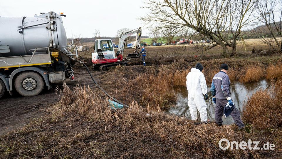 Aufräumen nach dem Unglück: Arbeiter bei Gramzow Bild: Fabian Sommer/dpa