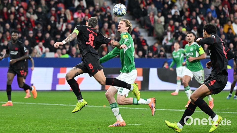 Leverkusens Robert Andrich hatte maßgeblichen Anteil am 1:0-Eigentor. Bild: Federico Gambarini/dpa