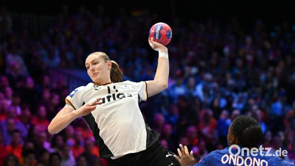 Niemand im DHB-Team springt so hoch wie Rückraumspielerin Viola Leuchter. Bild: Federico Gambarini/dpa