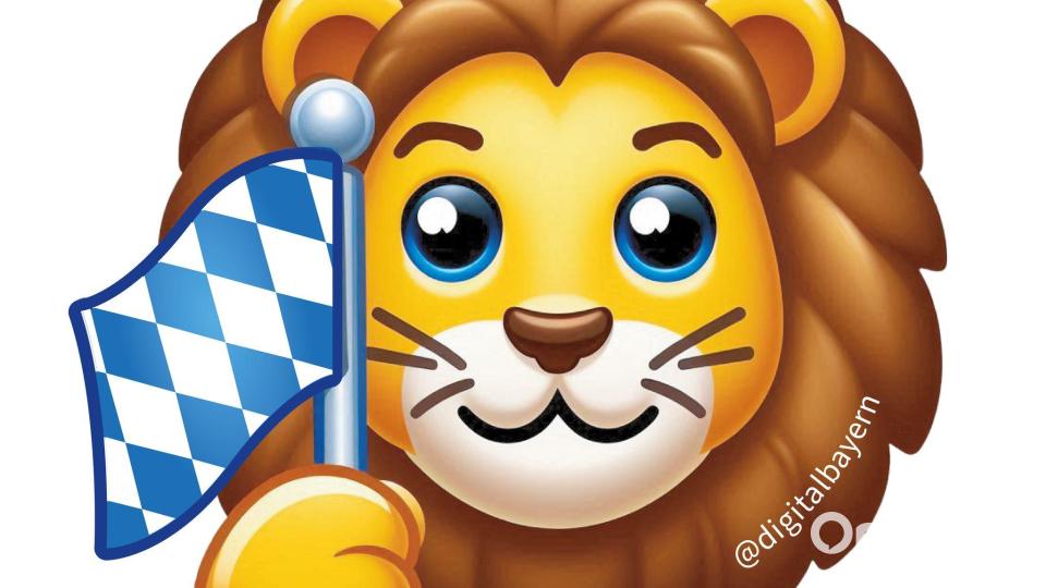 Kein Emoji - nur ein Sticker. Der bayerische Löwe fiel in Kalifornien durch. (Handout-Foto) Bild: Bayerisches Staatsministerium für Digitales/dpa