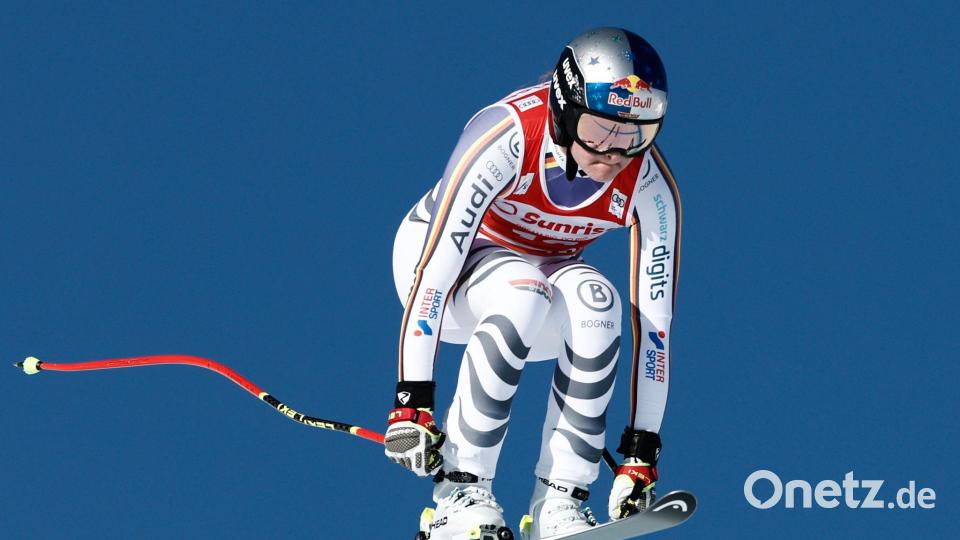 Emma Aicher zeigte im zweiten Rennen von St. Moritz eine famose Fahrt. Bild: Gabriele Facciotti/AP/dpa