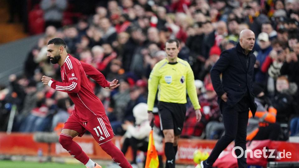 Mohamed Salah wurde beim Ligaspiel gegen Brighton &amp; Hove Albion eingewechselt. Bild: Martin Rickett/PA Wire/dpa