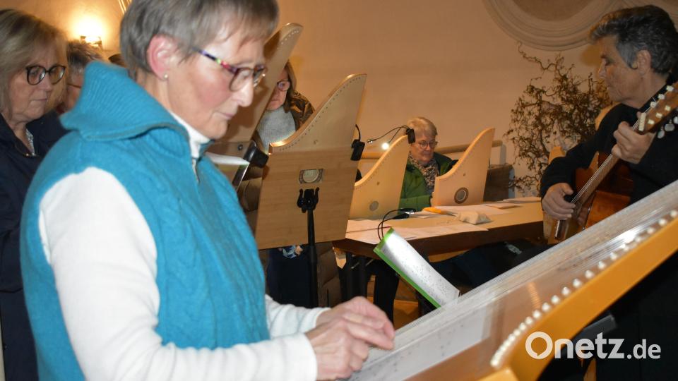 Das Veeh-Harfen-Ensemble mit Ulli Dziwinski. Bild: rgr