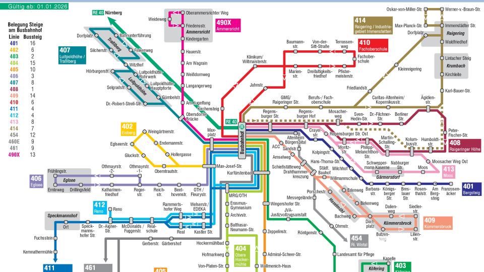 Der Linienplan für Amberg Bild: ZNAS