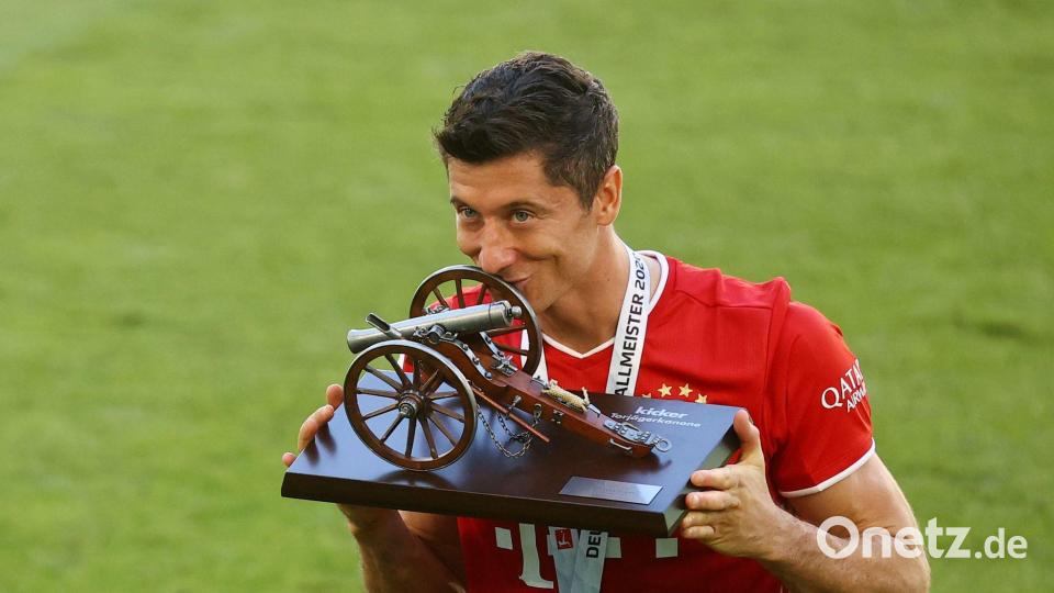 Stellte den Rekord auf: Ex-Bayern-Stürmer Lewandowski. (Archivbild) Bild: Kai Pfaffenbach/Reuters-Pool/dpa