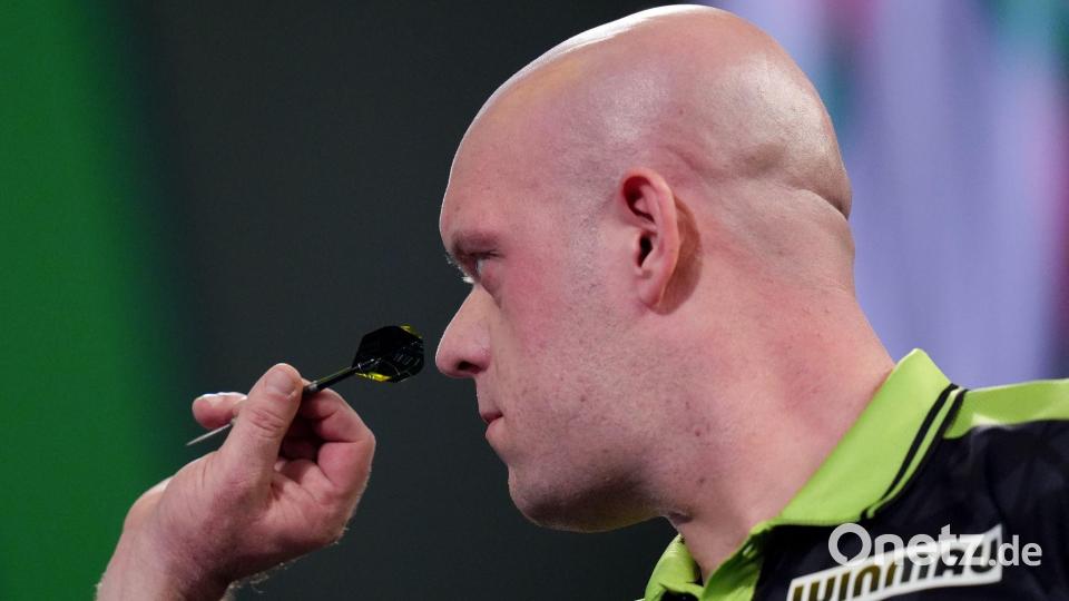 Michael van Gerwen wurde seiner Favoritenrolle nur mit Mühe gerecht. Bild: John Walton/PA Wire/dpa