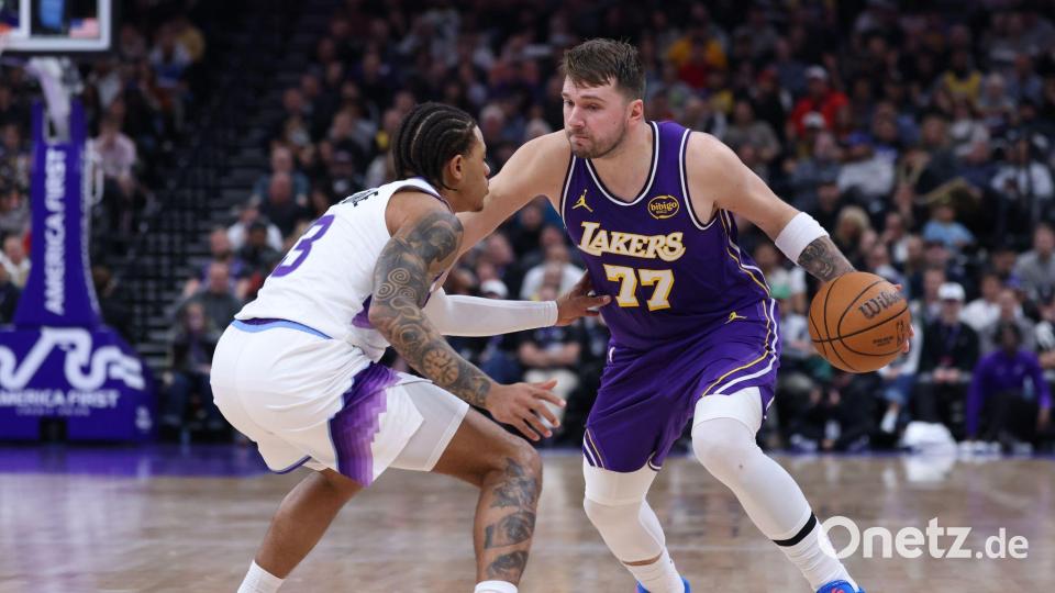 Luka Doncic (rechts) hatte einen starken Abend für die Lakers Bild: Rob Gray/AP/dpa