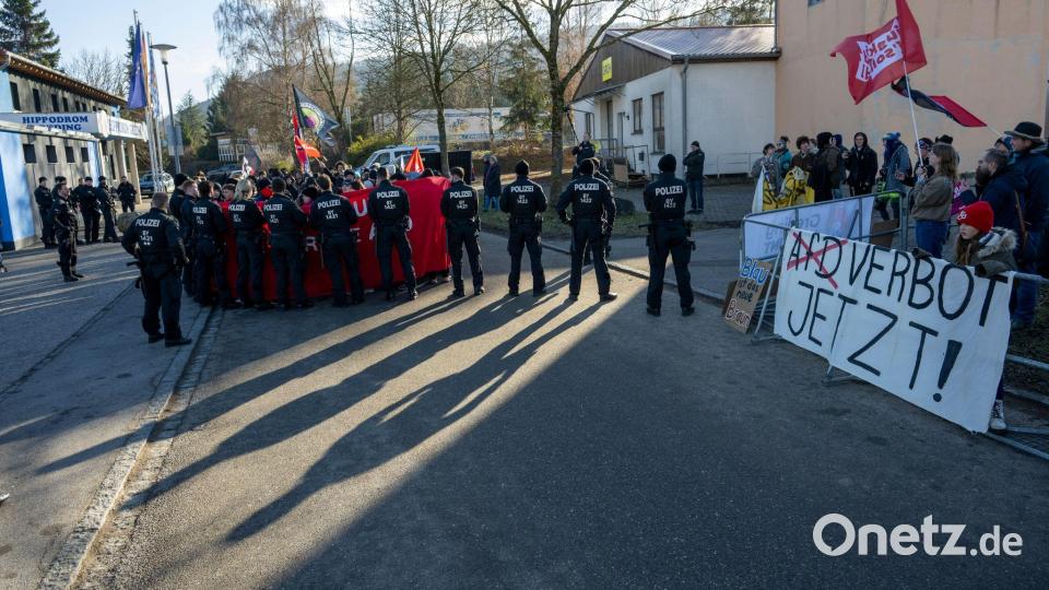 Die Demonstranten forderten unter anderem ein AfD-Verbotsverfahren. Bild: Stefan Puchner/dpa