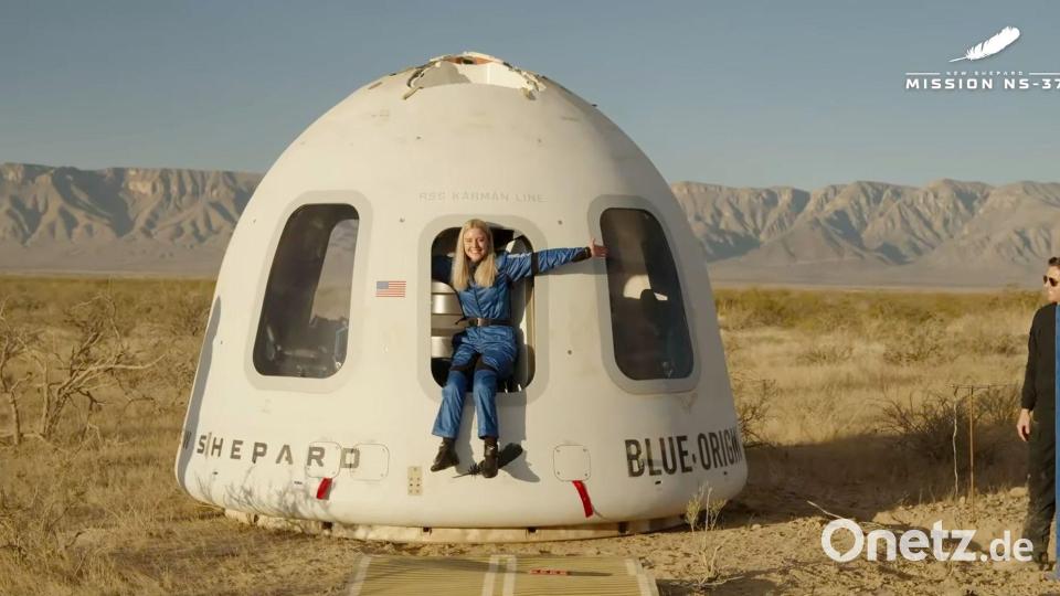 Michaela Benthaus war als erste querschnittsgelähmte Person für kurze Zeit im All. Bild: Blue Origin/AP/dpa