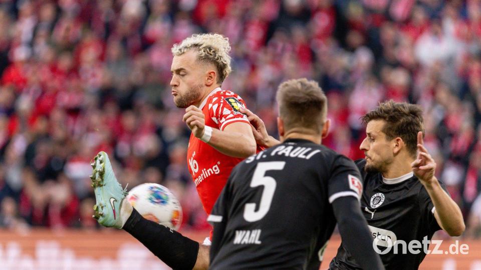 Lieferten sich ein umkämpftes Kellerduell: Mainz 05 und der FC St. Pauli. Bild: Torsten Silz/dpa