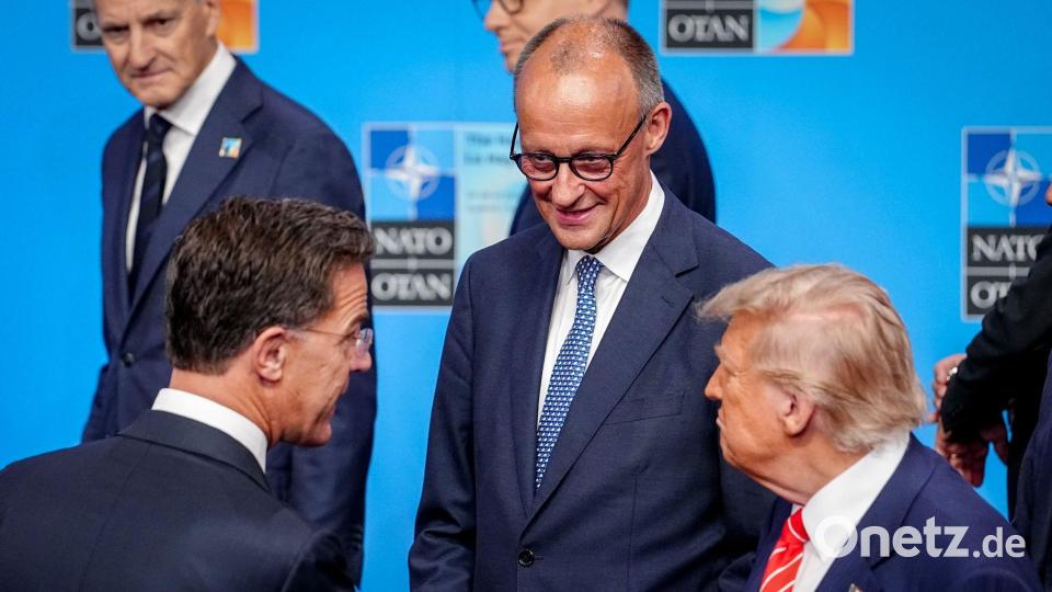 Mark Rutte versteht sich mit US-Präsident Donald Trump, aber auch mit Kanzler Friedrich Merz. (Archivbild) Bild: Kay Nietfeld/dpa