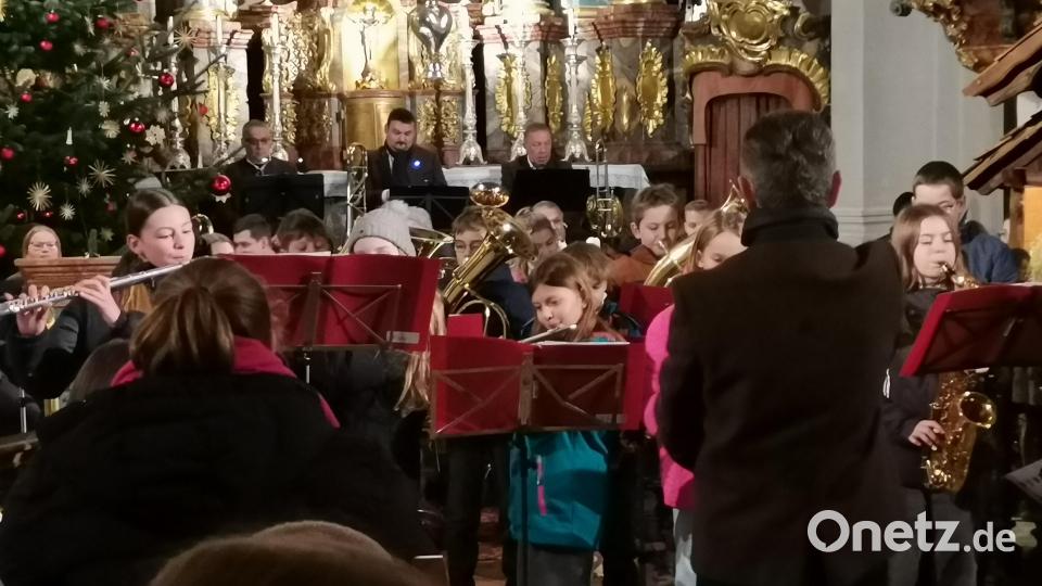 Die Nachwuchsmusiker unter der Leitung von Jürgen Lößl. Bild: amö