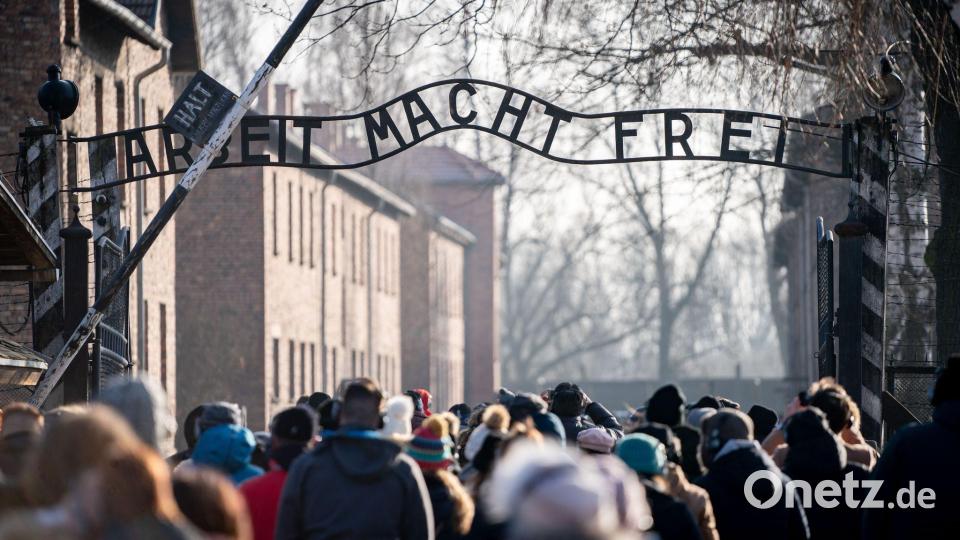 Besucher gehen durch den Eingang des früheren Konzentrationslager Auschwitz I. (Archivbild) Bild: Kay Nietfeld/dpa