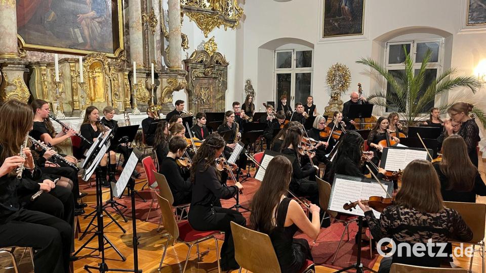 Das Orchester unter der Leitung von Ulrike Straub animierte die Zuhörer des Weihnachtskonzerts am Max-Reger-Gymnasium auch zum Mitsingen. Bild: Marion Mack