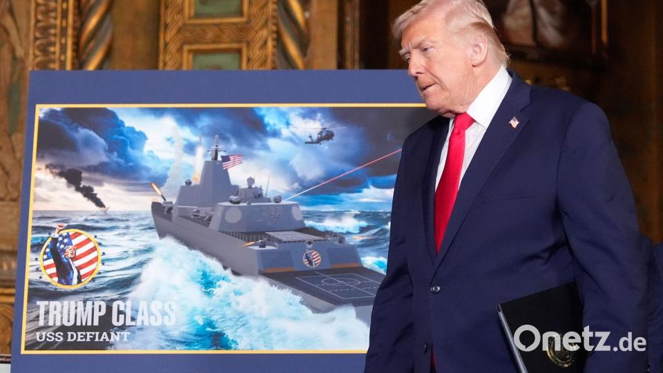 Trump kündigt den Bau von neuen Schlachtschiffen an. Bild: Alex Brandon/AP/dpa