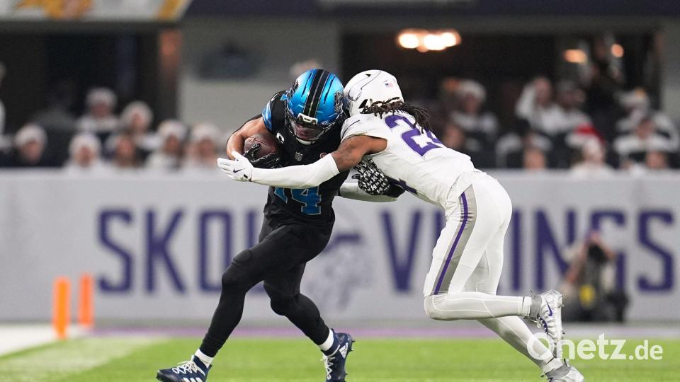 Amon-Ra St. Brown wurde immer wieder früh von der Vikings-Defense gestoppt. Bild: Abbie Parr/AP/dpa