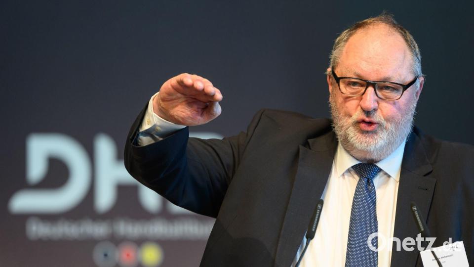 DHB-Präsident Andreas Michelmann traut der deutschen Auswahl bei der EM viel zu. (Archivbild) Bild: Robert Michael/dpa