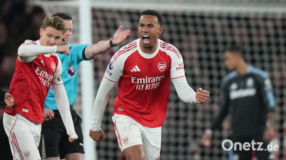 Gabriel erzielte gegen Aston Villa die Führung für Arsenal. Bild: Alastair Grant/AP/dpa