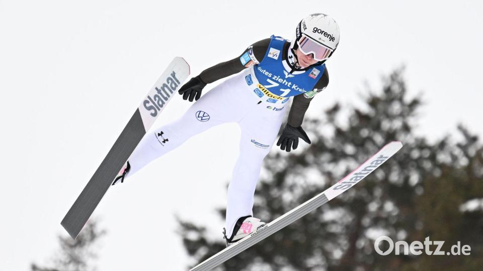 Nika Prevc flog auch in Villach allen davon. Bild: Barbara Gindl/APA/dpa