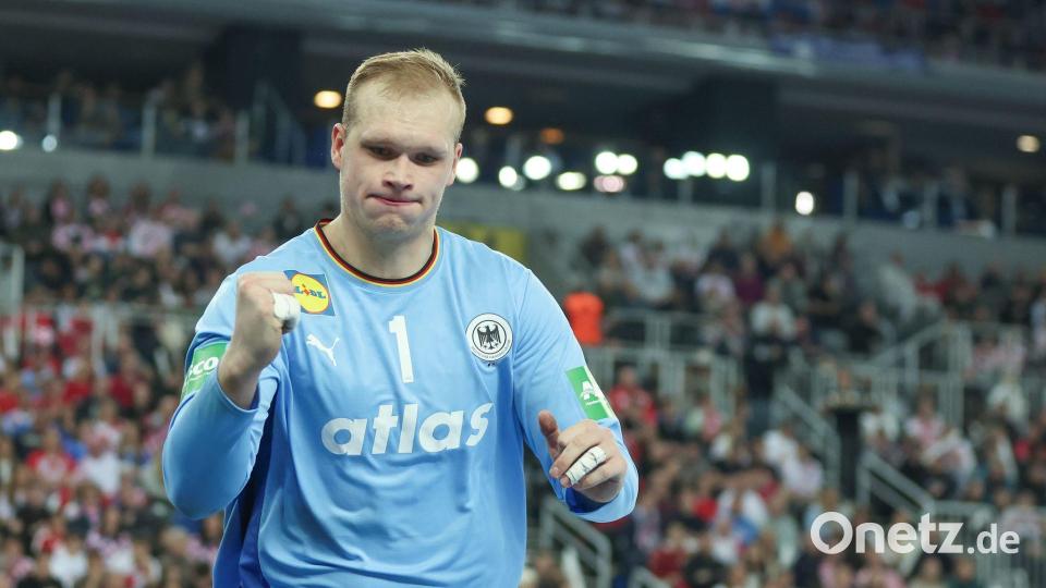 David Späth spielt im Test gegen Kroatien stark. Bild: Goran Stanzl/PIXSELL/dpa