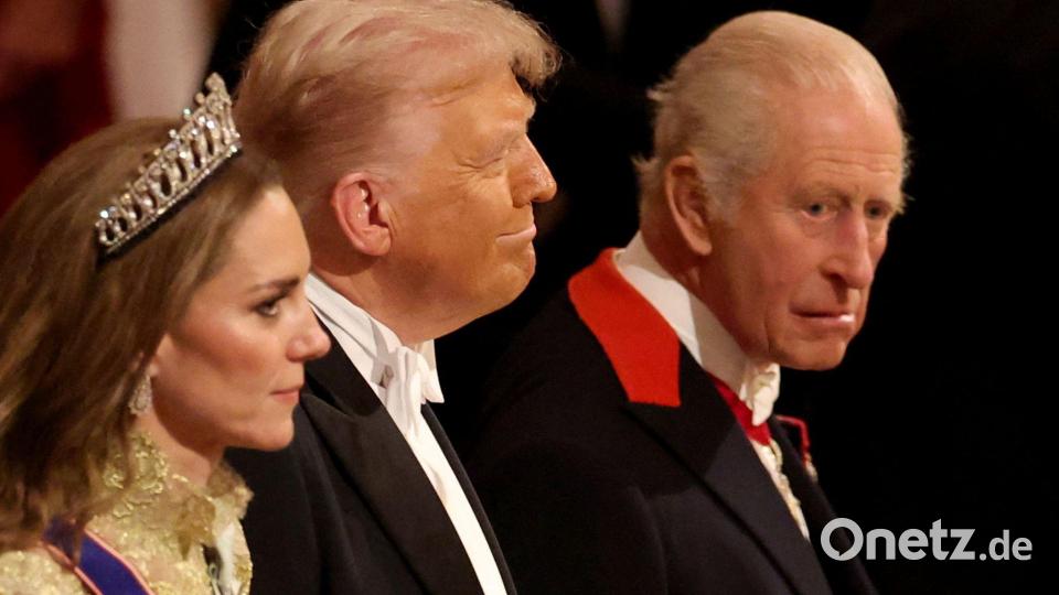 Beim Staatsbesuch von US-Präsident Donald Trump war es Kate, nicht Camilla, die zur Rechten des Gastes Platz nahm. (Archivbild) Bild: Phil Noble/Pool Reuters/AP/dpa