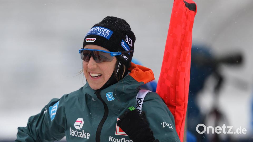 War trotz schlechten Wetters beim Schießtraining: Franziska Preuß. Bild: Hendrik Schmidt/dpa