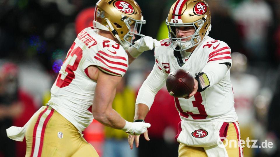 Purdy und McCaffrey haben weiter die Chance auf ein Heimspiel im Super Bowl. Bild: Derik Hamilton/AP/dpa