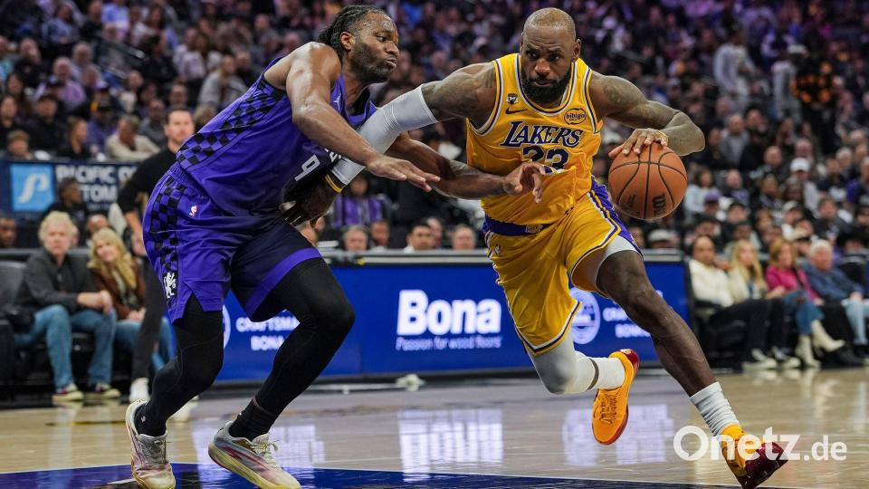 James und die Lakers taten sich schwer bei den Sacramento Kings. Bild: Justine Willard/AP/dpa