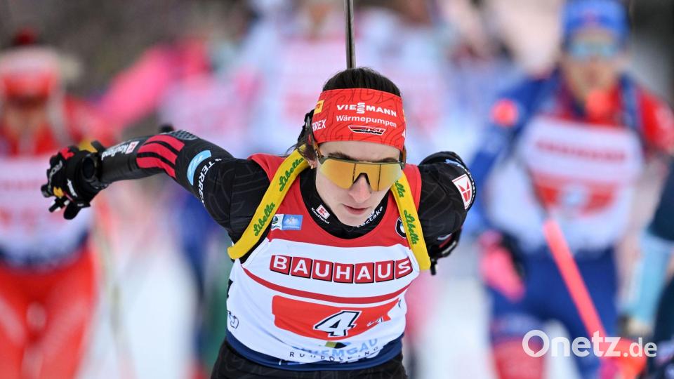 Startläuferin Vanessa Voigt lag zwischenzeitlich in Führung. Bild: Sven Hoppe/dpa