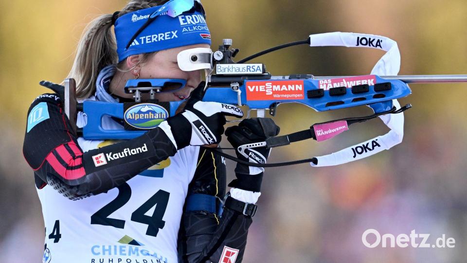 Franziska Preuß am Ruhpoldinger Schießstand. Bild: Sven Hoppe/dpa