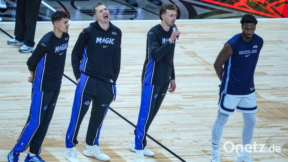 Drei Deutsche dabei: Da Silva (l) neben Moritz (M) und Franz Wagner. Bild: Soeren Stache/dpa