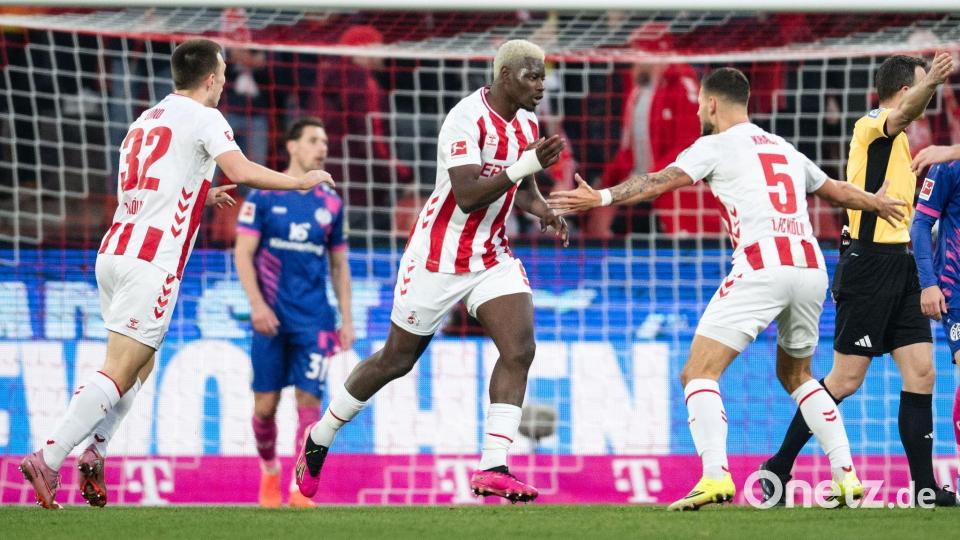 Kölns Ragnar Ache traf gegen Mainz doppelt. Bild: Marius Becker/dpa