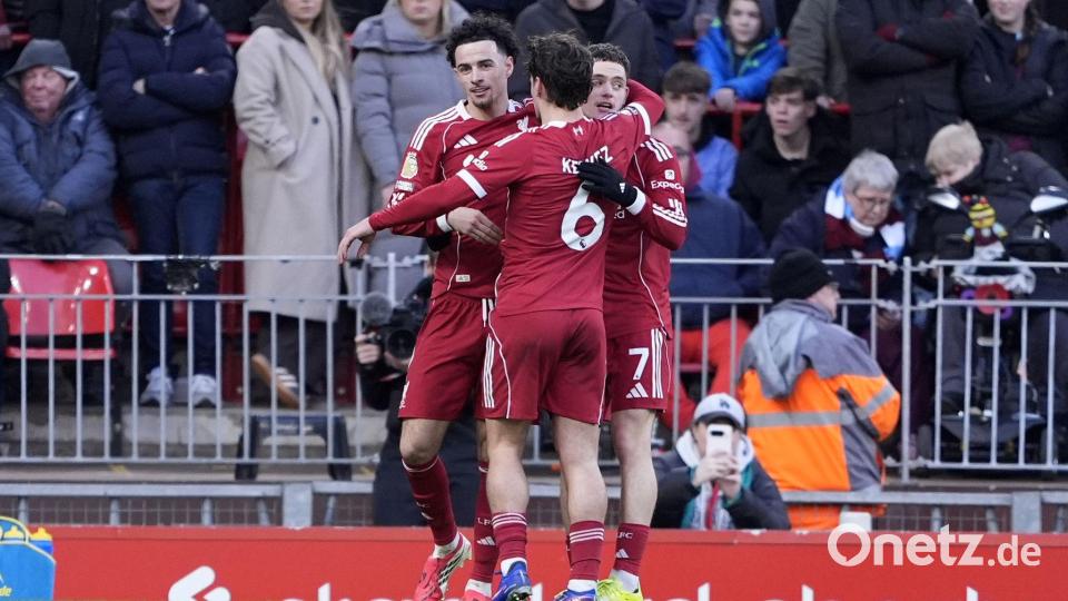 Für Wirtz (r) war es das dritte Tor für Liverpool. Bild: Peter Byrne/PA Wire/dpa