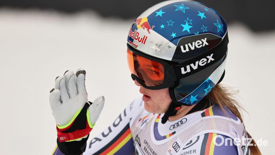 Auch Emma Aicher überzeugte im ersten von zwei Speedrennen des Wochenendes. Bild: Marco Trovati/AP/dpa