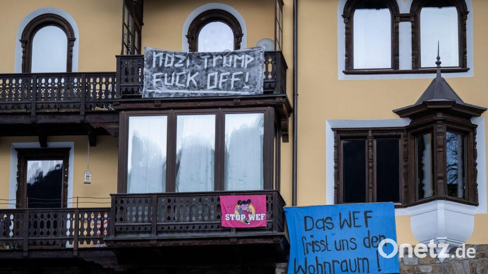 In Davos sehen einige Einwohner die jährliche Veranstaltung kritisch. Bild: Gian Ehrenzeller/KEYSTONE/dpa