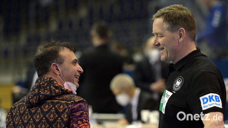 Nicht die besten Freunde. Bob Hanning (l.) und Alfred Gislason. (Archivbild) Bild: Soeren Stache/dpa-Zentralbild/dpa