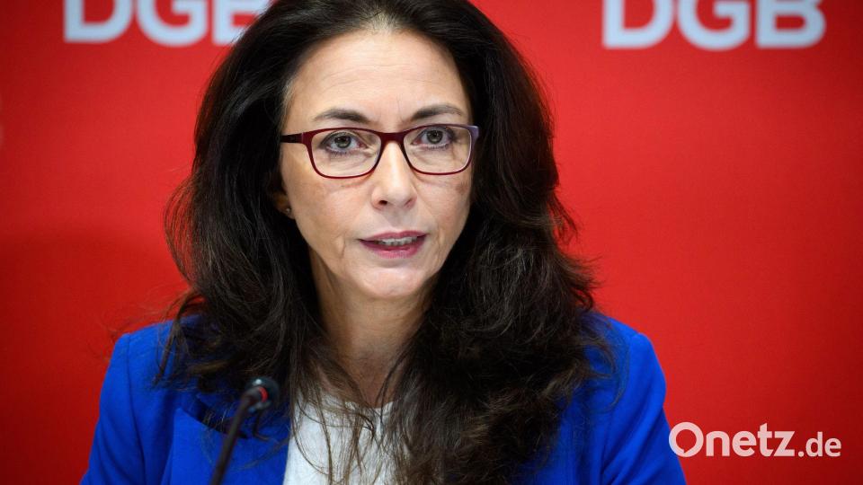 DGB-Chefin Fahimi beklagt einen Generalverdacht gegen kranke Beschäftigte. Bild: Bernd von Jutrczenka/dpa