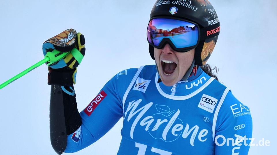 Jubelte nach einem famosen Comeback: Ski-Ass Federica Brignone. Bild: Marco Trovati/AP/dpa