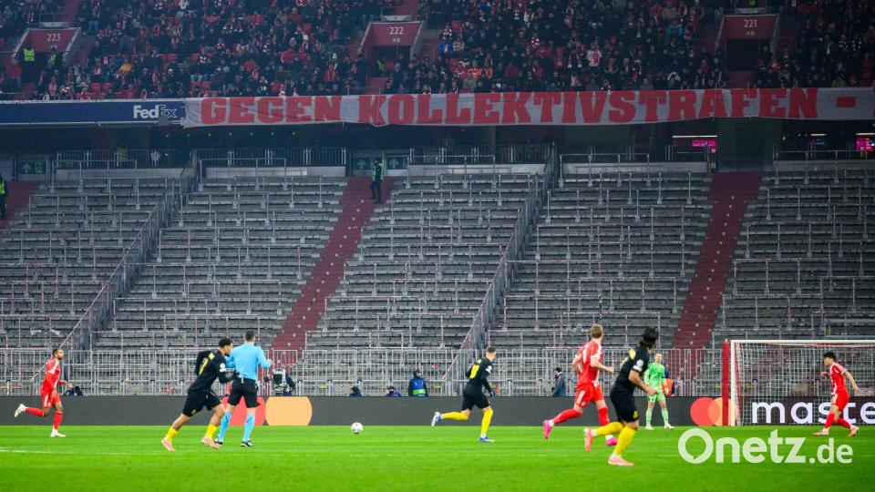 Ungewohntes Bild in der Allianz Arena: Wegen einer UEFA-Straf gab es leere Blöcke. Bild: Tom Weller/dpa