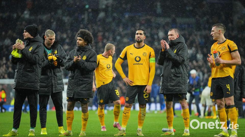Kalte Dusche: Im verregneten London kassierte Borussia Dortmund eine verdiente Niederlage bei Tottenham Hotspur. Bild: Kin Cheung/AP/dpa