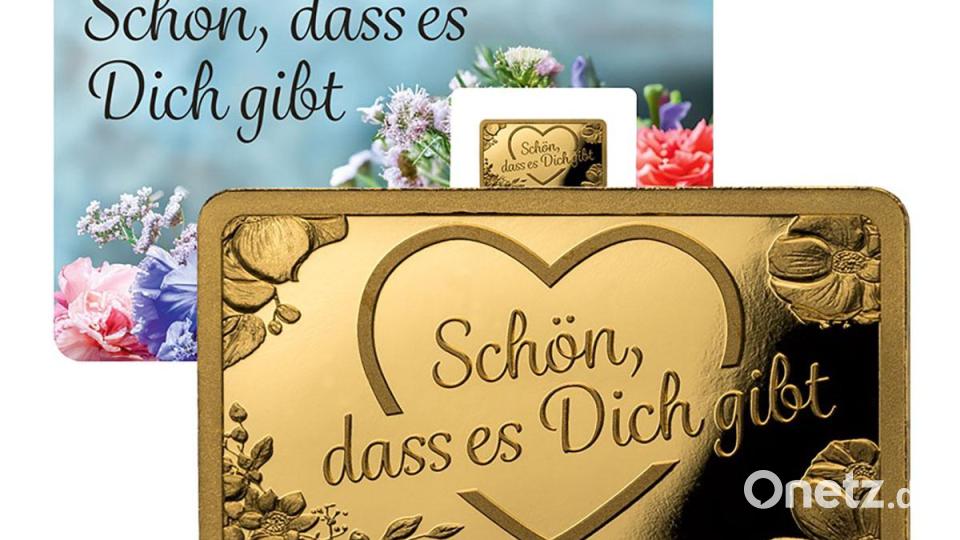Goldbarren "Schön, dass es Dich gibt" Bild: www.onetz-shop.de