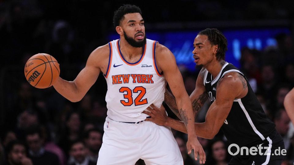 54 Punkte Vorsprung erarbeiteten sich die Knicks im Stadtduell mit den Nets. Bild: Frank Franklin II/AP/dpa