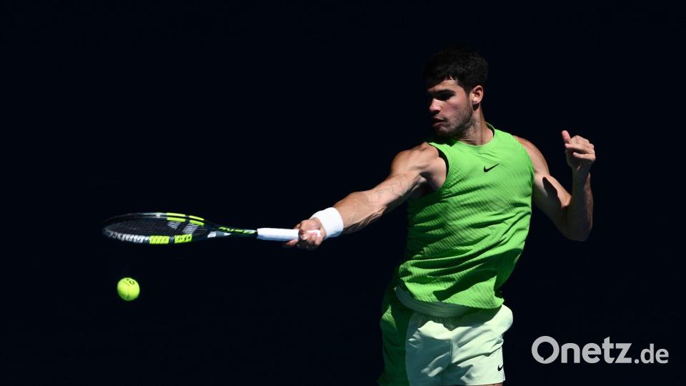 Carlos Alcaraz steht in Melbourne im Achtelfinale. Bild: Joel Carrett/AAP/dpa